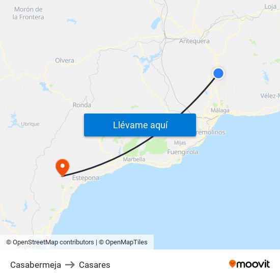 Casabermeja to Casares map