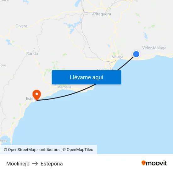Moclinejo to Estepona map