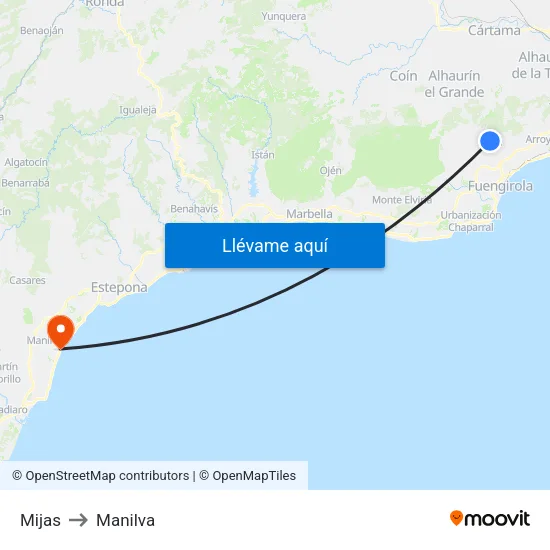 Mijas to Manilva map