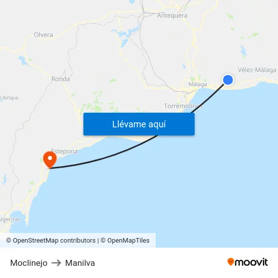 Moclinejo to Manilva map