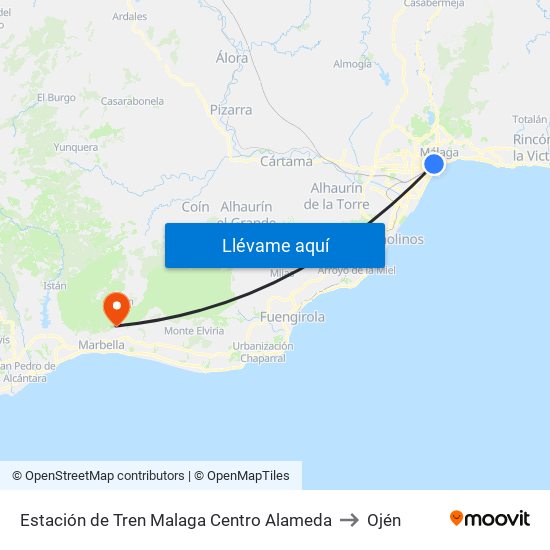 Estación de Tren Malaga Centro Alameda to Ojén map
