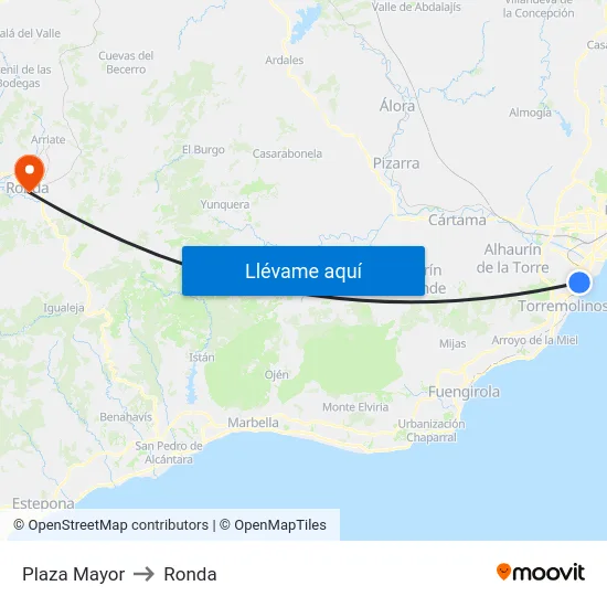Plaza Mayor to Ronda map