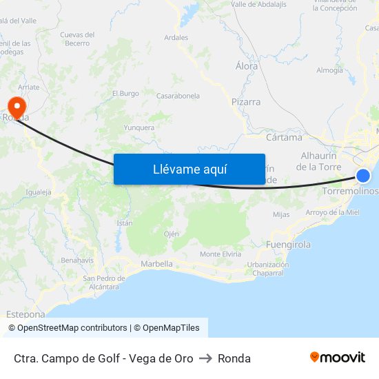 Ctra. Campo de Golf - Vega de Oro to Ronda map