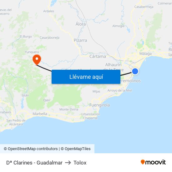 Dª Clarines - Guadalmar to Tolox map