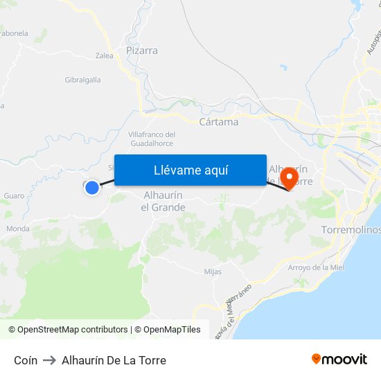 Coín to Alhaurín De La Torre map