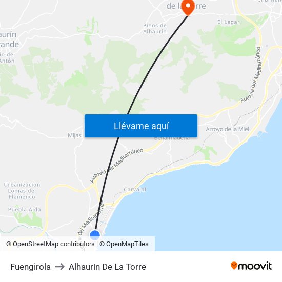 Fuengirola to Alhaurín De La Torre map