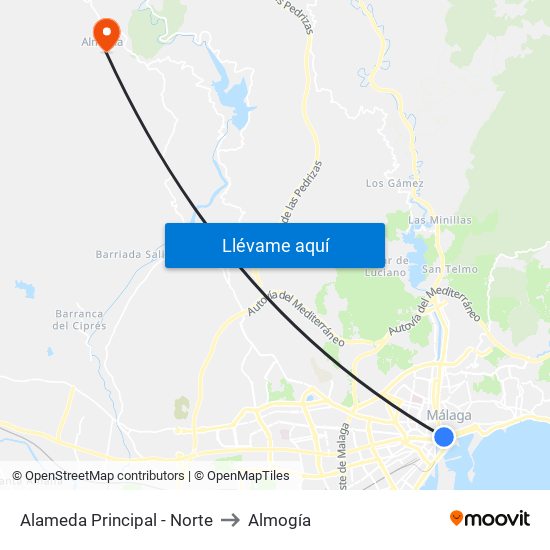 Alameda Principal - Norte to Almogía map