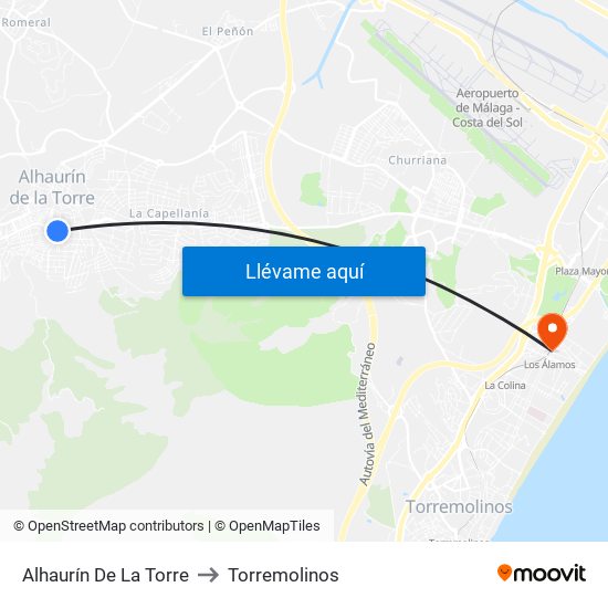 Alhaurín De La Torre to Torremolinos map