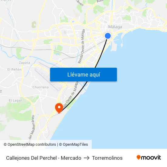 Callejones Del Perchel - Mercado to Torremolinos map