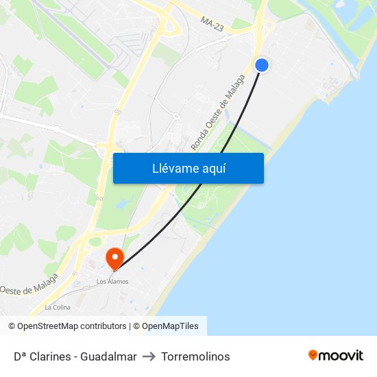 Dª Clarines - Guadalmar to Torremolinos map