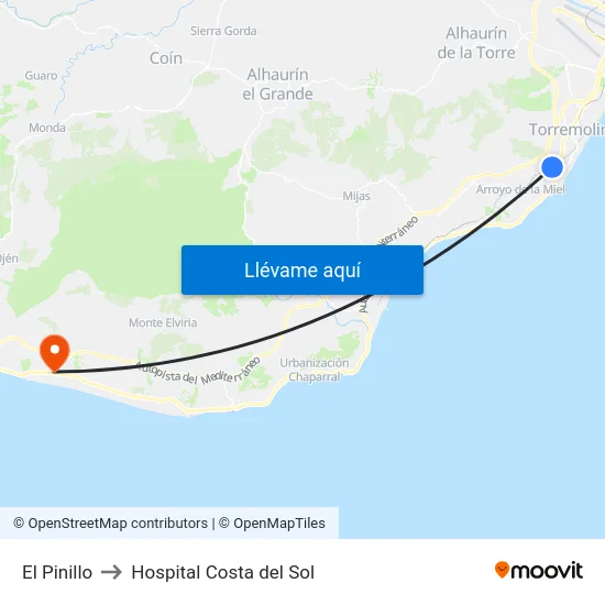 El Pinillo to Hospital Costa del Sol map