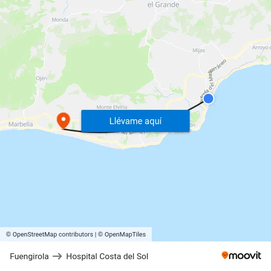 Fuengirola to Hospital Costa del Sol map
