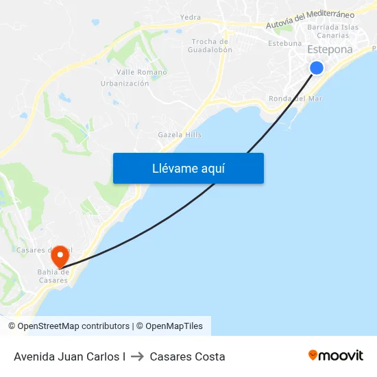 Avenida Juan Carlos I to Casares Costa map