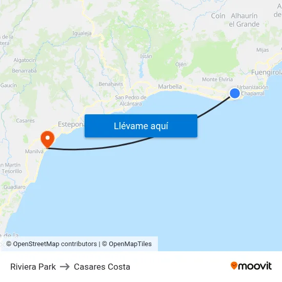 Riviera Park to Casares Costa map