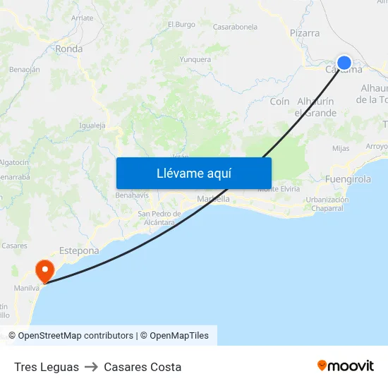 Tres Leguas to Casares Costa map