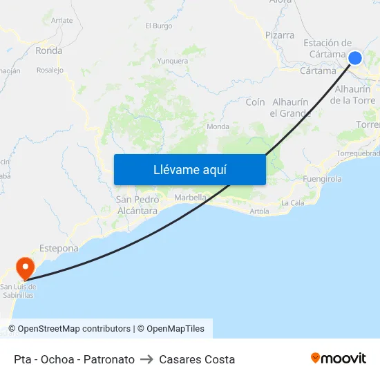 Pta - Ochoa - Patronato to Casares Costa map