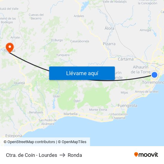 Ctra. de Coín - Lourdes to Ronda map