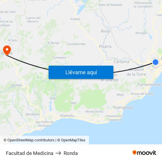Facultad de Medicina to Ronda map