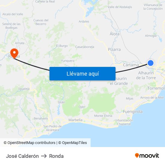 José Calderón to Ronda map