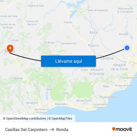 Casillas Del Carpintero to Ronda map