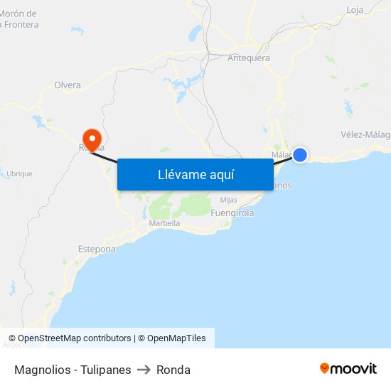 Magnolios - Tulipanes to Ronda map