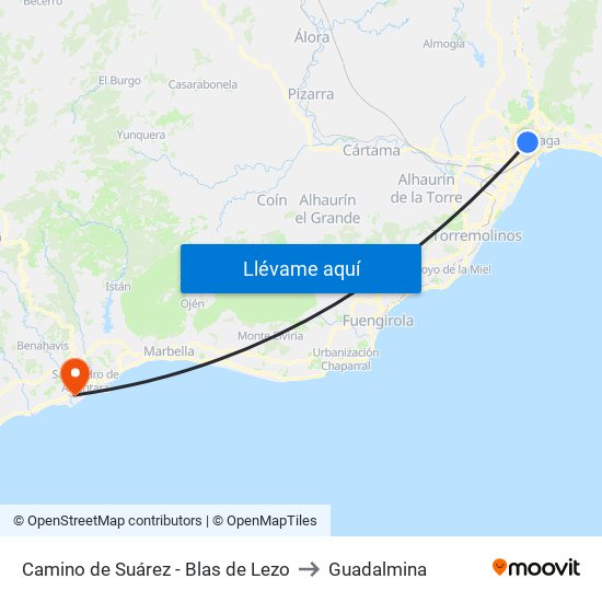 Camino de Suárez - Blas de Lezo to Guadalmina map