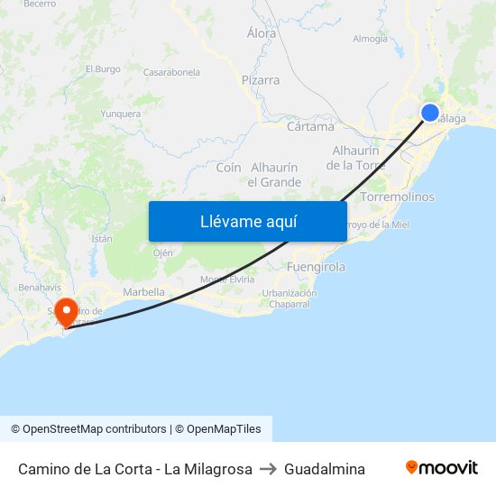 Camino de La Corta - La Milagrosa to Guadalmina map