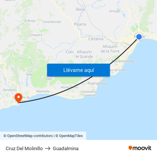 Cruz Del Molinillo to Guadalmina map