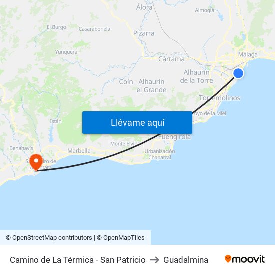 Camino de La Térmica - San Patricio to Guadalmina map