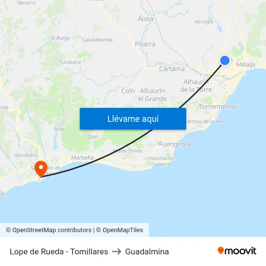 Lope de Rueda - Tomillares to Guadalmina map