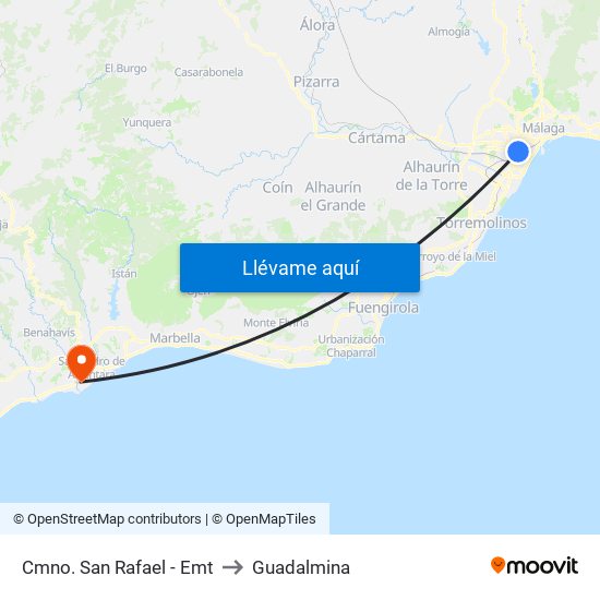 Cmno. San Rafael - Emt to Guadalmina map