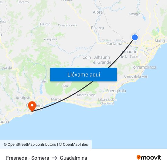 Fresneda - Somera to Guadalmina map