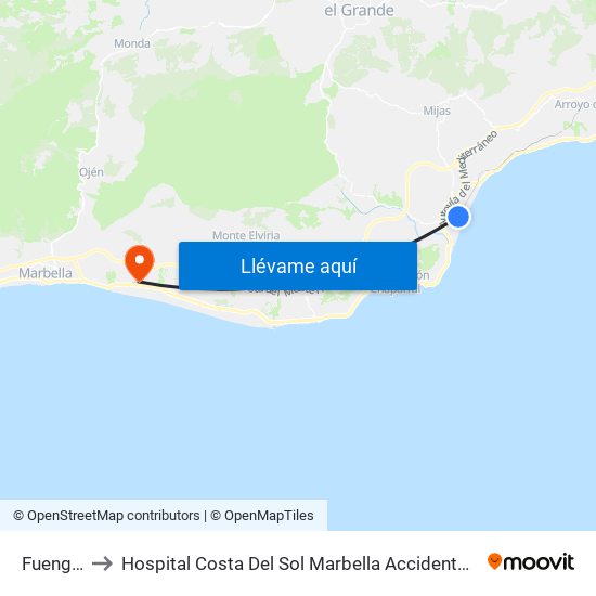 Fuengirola to Hospital Costa Del Sol Marbella Accidents And Emergencies map