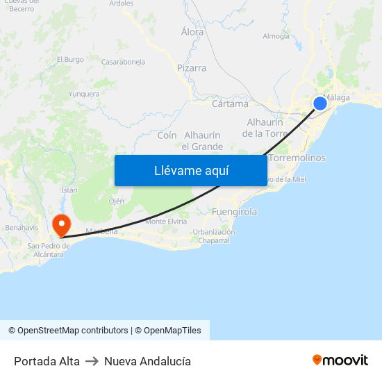Portada Alta to Nueva Andalucía map
