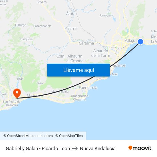Gabriel y Galán - Ricardo León to Nueva Andalucía map