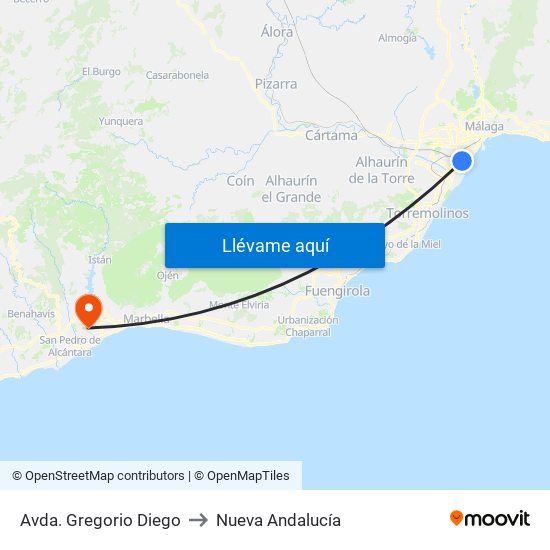 Avda. Gregorio Diego to Nueva Andalucía map