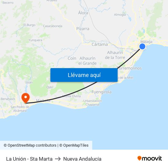 La Unión - Sta Marta to Nueva Andalucía map