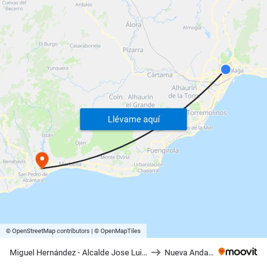 Miguel Hernández - Alcalde Jose Luis Estrada to Nueva Andalucía map