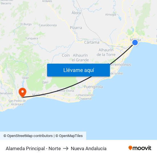 Alameda Principal - Norte to Nueva Andalucía map