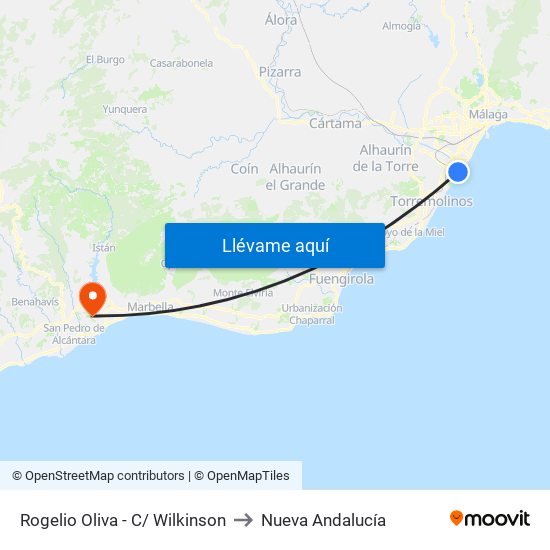 Rogelio Oliva - C/ Wilkinson to Nueva Andalucía map