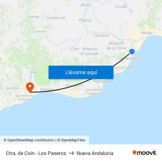 Ctra. de Coín - Los Paseros to Nueva Andalucía map