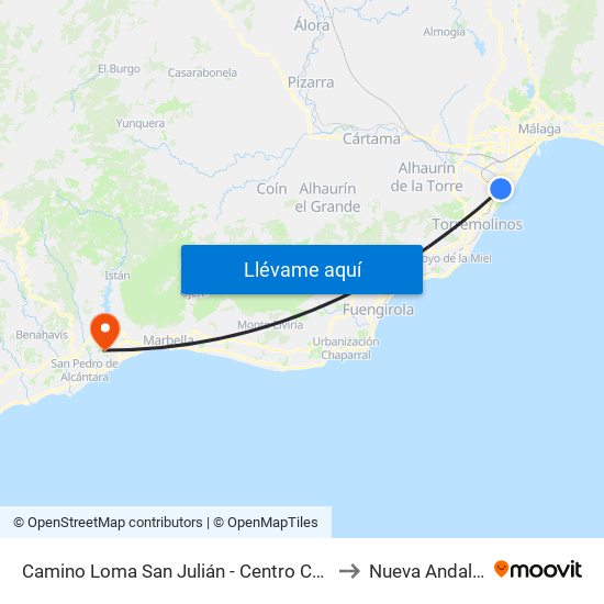 Camino Loma San Julián - Centro Comercial to Nueva Andalucía map