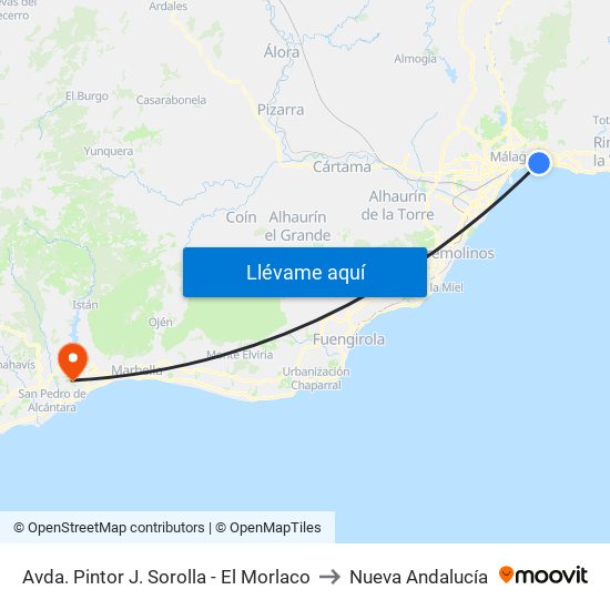 Avda. Pintor J. Sorolla - El Morlaco to Nueva Andalucía map