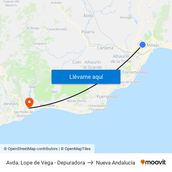 Avda. Lope de Vega - Depuradora to Nueva Andalucía map