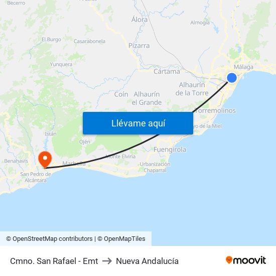 Cmno. San Rafael - Emt to Nueva Andalucía map