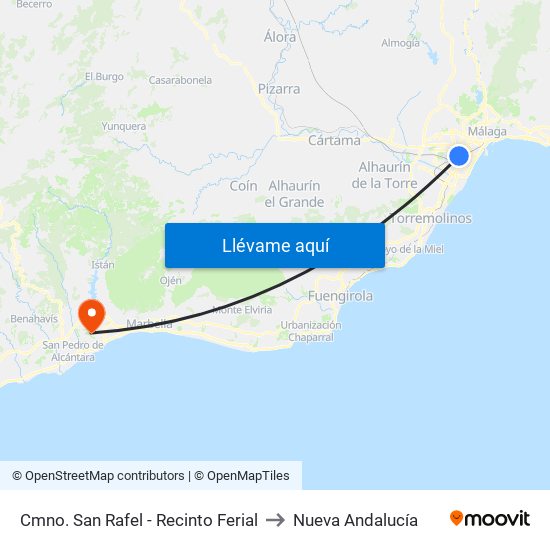 Cmno. San Rafel - Recinto Ferial to Nueva Andalucía map