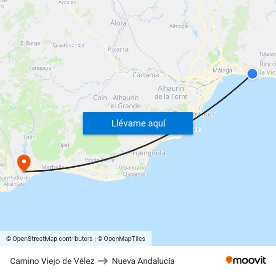 Camino Viejo de Vélez to Nueva Andalucía map