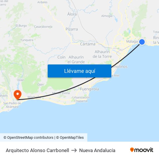 Arquitecto Alonso Carrbonell to Nueva Andalucía map