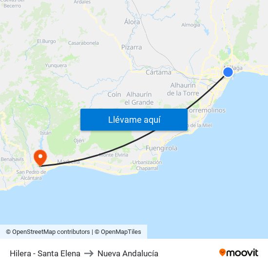 Hilera - Santa Elena to Nueva Andalucía map