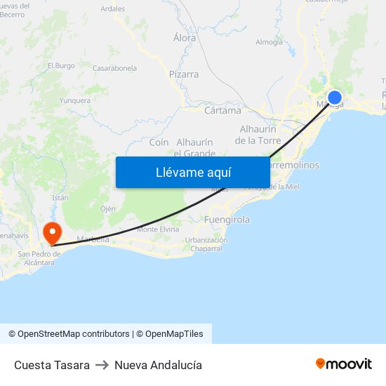 Cuesta Tasara to Nueva Andalucía map